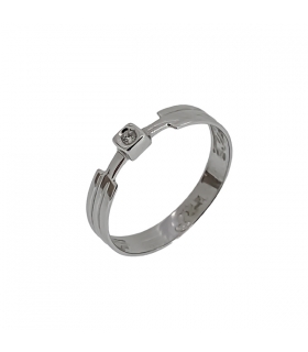 ANILLO BRILLANTE ORO BLANCO PRIMERA LEY                               