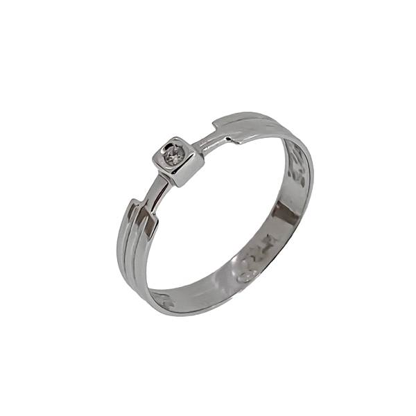 ANILLO BRILLANTE ORO BLANCO PRIMERA LEY                               