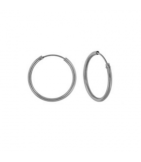 PENDIENTES AROS CRIOLLAS UNISEX ORO BLANCO PRIMERA LEY 1 X 20 MM