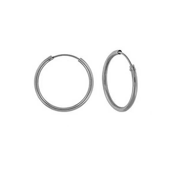 PENDIENTES AROS CRIOLLAS UNISEX ORO BLANCO PRIMERA LEY 1 X 20 MM