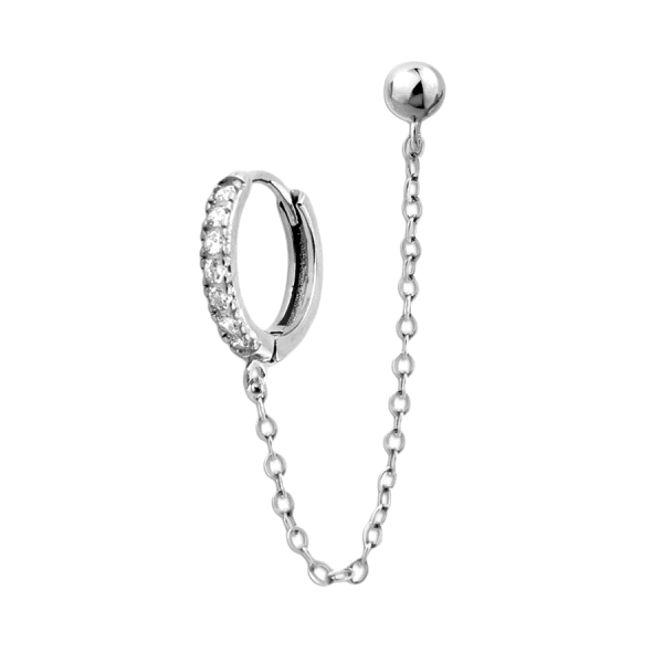 PENDIENTES CRIOLLAS PLATA 1ª LEY CON CADENA BOLA
