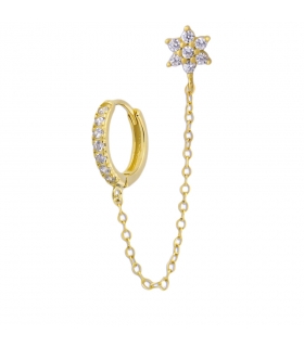 PENDIENTES CRIOLLAS PLATA 1ª LEY CHAPADA ORO CON CADENA MOTIVO ESTRELLA