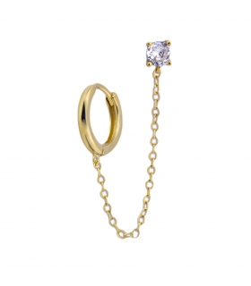 PENDIENTES CRIOLLAS PLATA 1ª LEY CHAPADA ORO CON CADENA MOTIVO 4 GARRAS