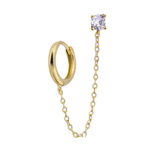 PENDIENTES CRIOLLAS PLATA 1ª LEY CHAPADA ORO CON CADENA MOTIVO 4 GARRAS