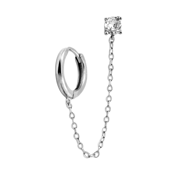 PENDIENTES CRIOLLAS PLATA 1ª LEY CON CADENA MOTIVO 4 GARRAS