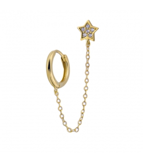 PENDIENTES CRIOLLAS PLATA 1ª LEY CHAPADA ORO CON CADENA MOTIVO ESTRELLA