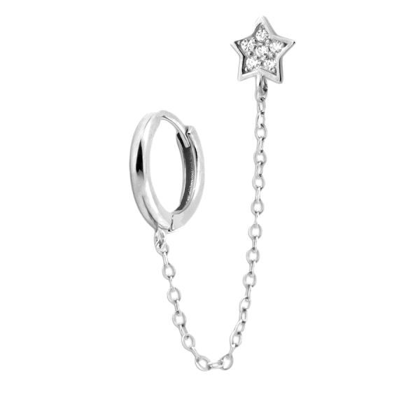 PENDIENTES CRIOLLAS PLATA 1ª LEY CON CADENA MOTIVO ESTRELLA