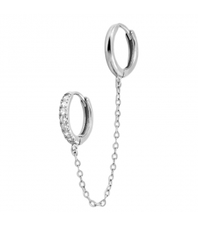 PENDIENTES CRIOLLAS PLATA 1ª LEY CON CADENA 12 MM.