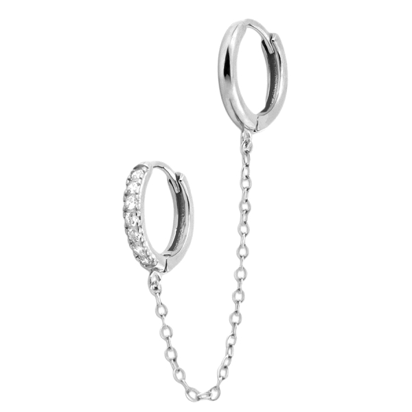 PENDIENTES CRIOLLAS PLATA 1ª LEY CON CADENA 12 MM.