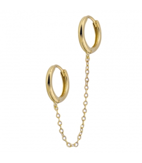 PENDIENTES CRIOLLAS PLATA 1ª LEY CHAPADA ORO CON CADENA
