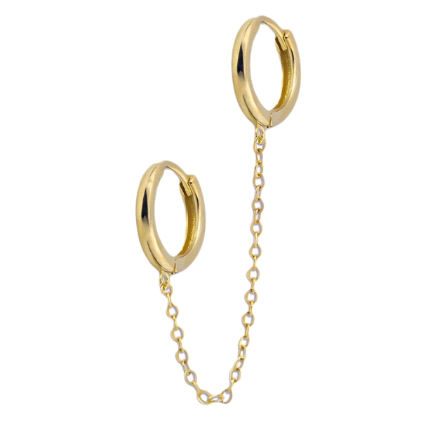 PENDIENTES CRIOLLAS PLATA 1ª LEY CHAPADA ORO CON CADENA