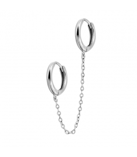 PENDIENTES CRIOLLAS PLATA 1ª LEY CON CADENA 12 MM.