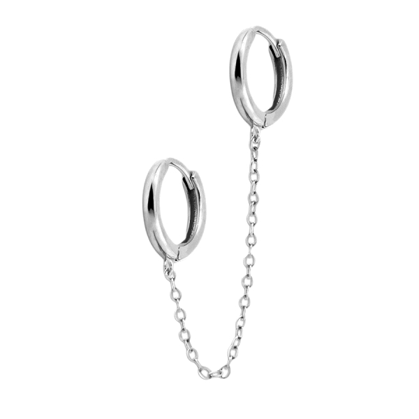 PENDIENTES CRIOLLAS PLATA 1ª LEY CON CADENA 12 MM.