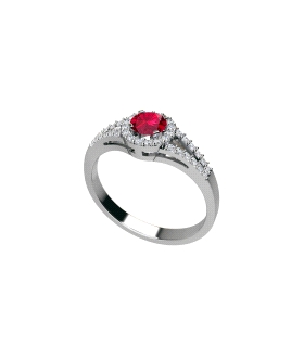 Anillo clásico circonitas / Diámetro círculo 7 mm / Circonita central color zafiro / Plata rodiada
