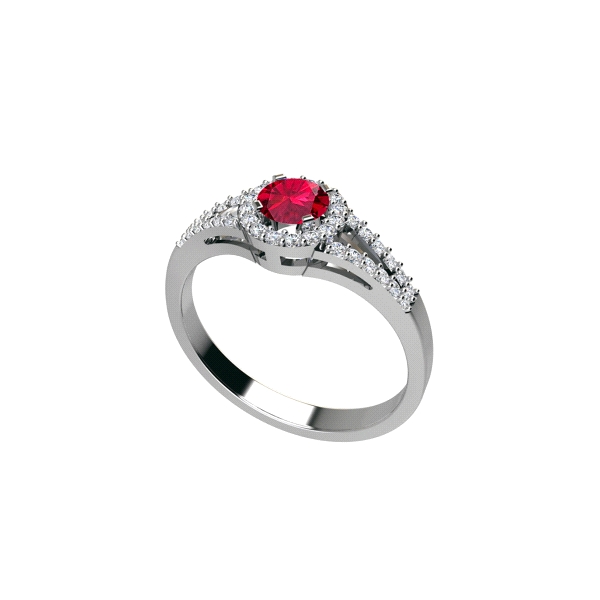 Anillo clásico circonitas / Diámetro círculo 7 mm / Circonita central color zafiro / Plata rodiada