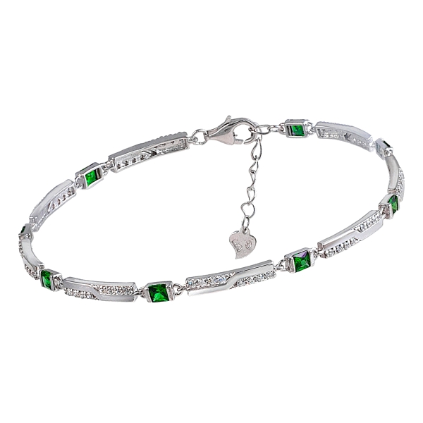 PULSERA CLASICA ESMERALDA PLATA 1ª LEY 1