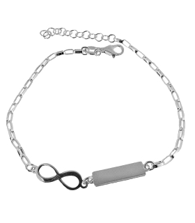 PULSERA INFINITO + PLACA BRILLO PLATA 1ª