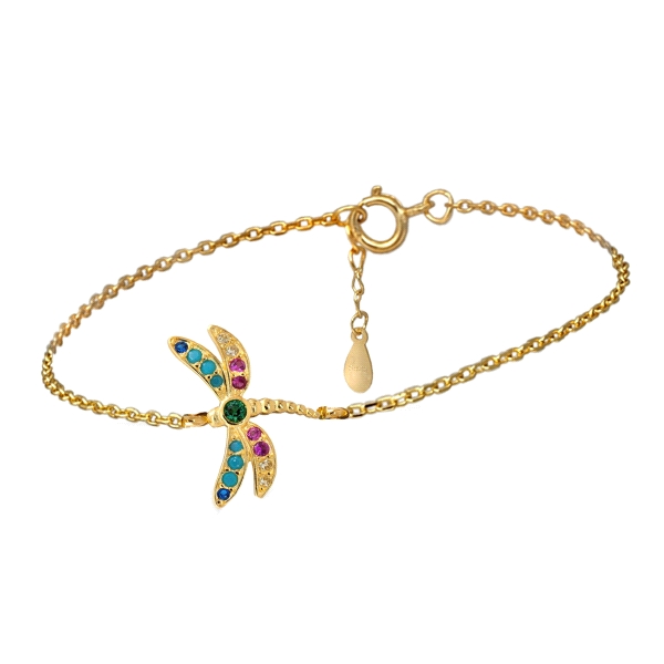 PULSERA LIBÉLULA PLATA 1ª LEY 15 + 3 CM.