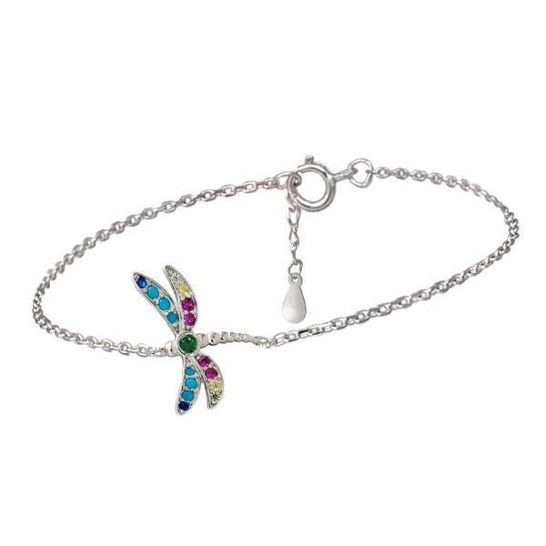 PULSERA LIBÉLULA PLATA 1ª LEY 15 + 3 CM.