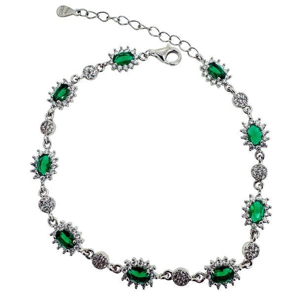 PULSERA CLASICA ESMERALDA PLATA 1ª LEY 1