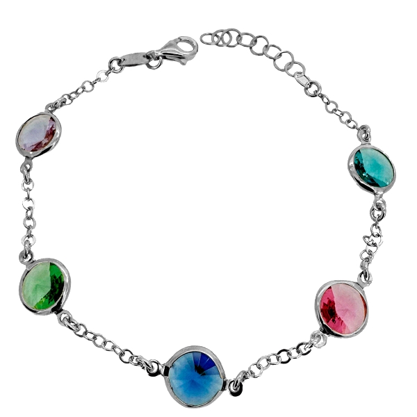 PULSERA PIEDRAS TUTTI FRUTTI  PLATA 1ª L