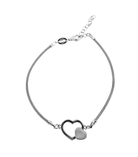 PULSERA CORAZONES PLATA 1ª LEY 17 + 3 CM