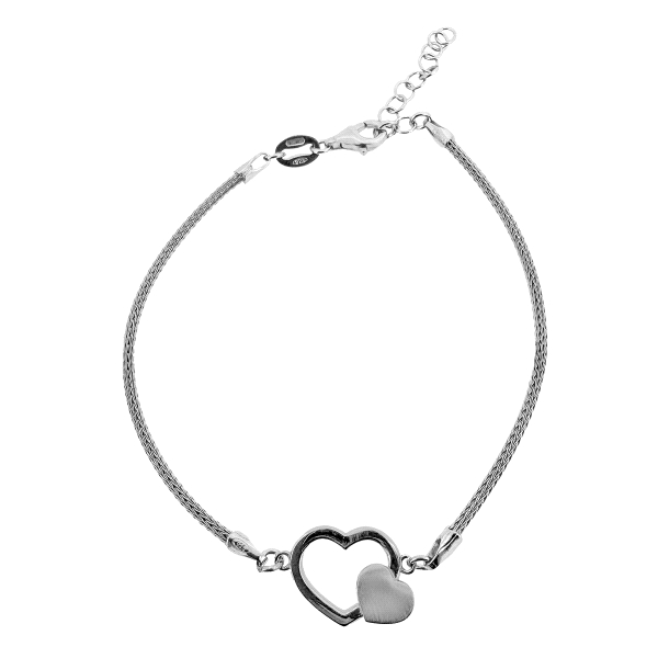 PULSERA CORAZONES PLATA 1ª LEY 17 + 3 CM
