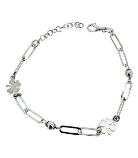 PULSERA TREBOL  PLATA 1ª LEY 16 + 3 CM.