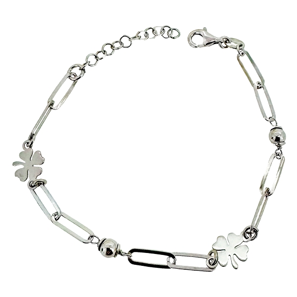 PULSERA TREBOL  PLATA 1ª LEY 16 + 3 CM.