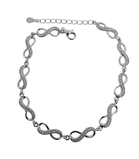 PULSERA INFINITO PLATA 1ª LEY 17 + 3 CM.