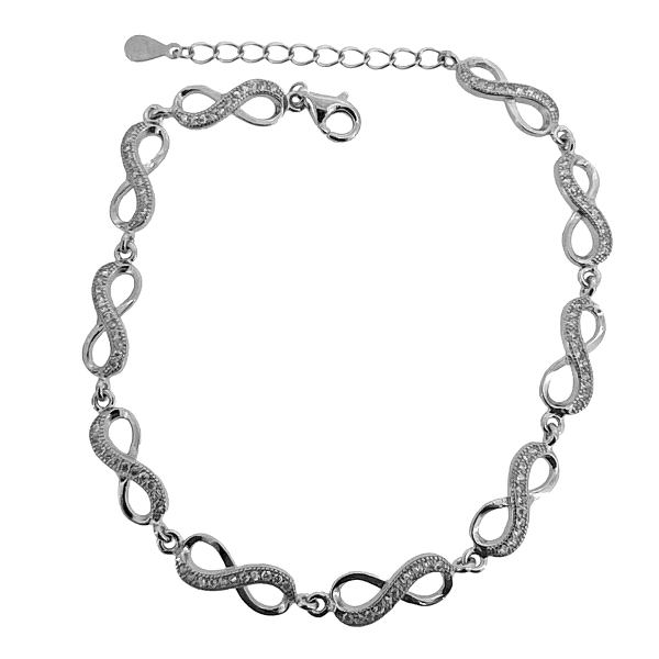 PULSERA INFINITO PLATA 1ª LEY 17 + 3 CM.