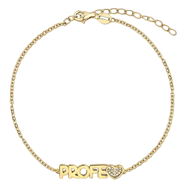 PULSERA PROFE CORAZON PLATA 1ª LEY 17 +