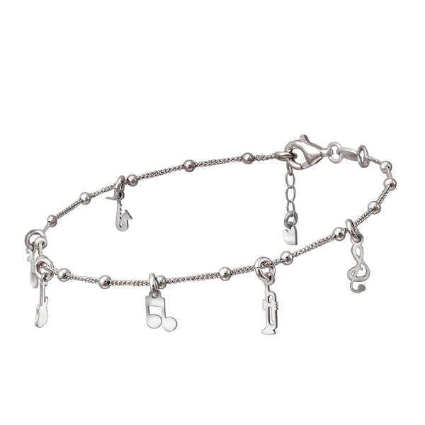 PULSERA MOTIVOS MUSICA PLATA 1ª LEY 18 +