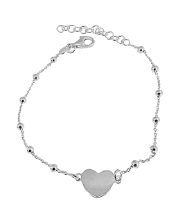 PULSERA CORAZON PLATA 1ª LEY 16 + 3 CM.