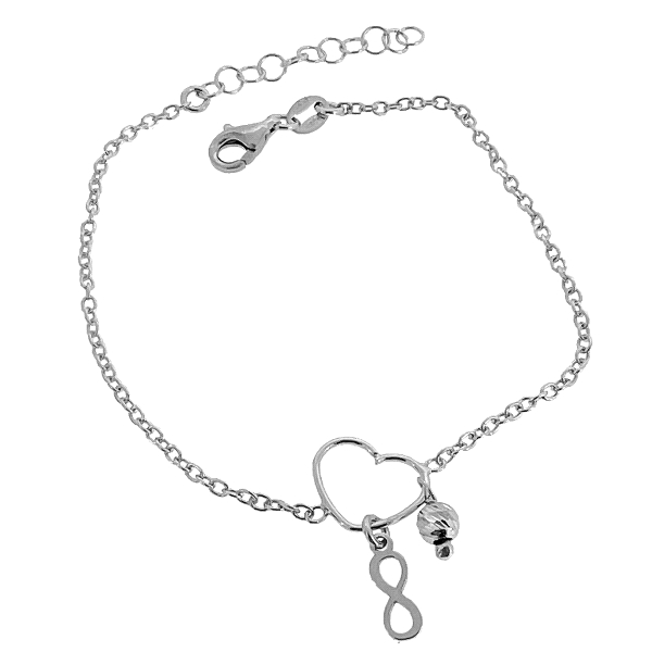 PULSERA CORAZON ENAMORADOS PLATA 1ª LEY