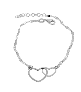 PULSERA CORAZON ENAMORADOS PLATA 1ª LEY