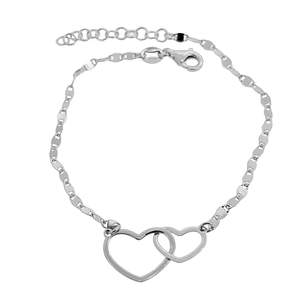 PULSERA CORAZON ENAMORADOS PLATA 1ª LEY