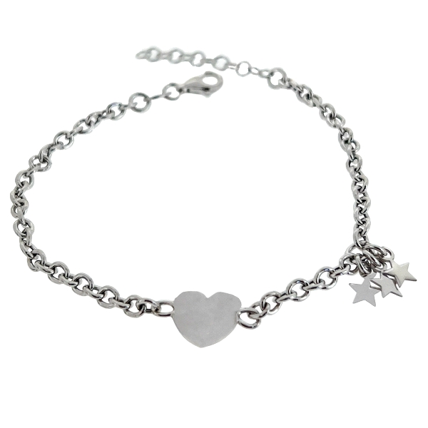PULSERA CORAZON ENAMORADOS PLATA 1ª LEY