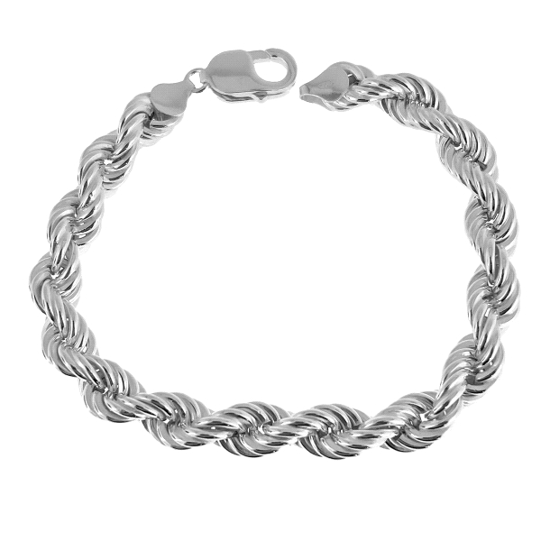 PULSERA CORDON HOMBRE PLATA 1ª LEY 22 CM