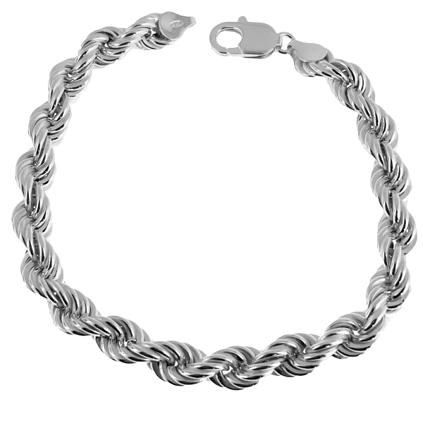 PULSERA CORDON HOMBRE PLATA 1ª LEY 22 CM
