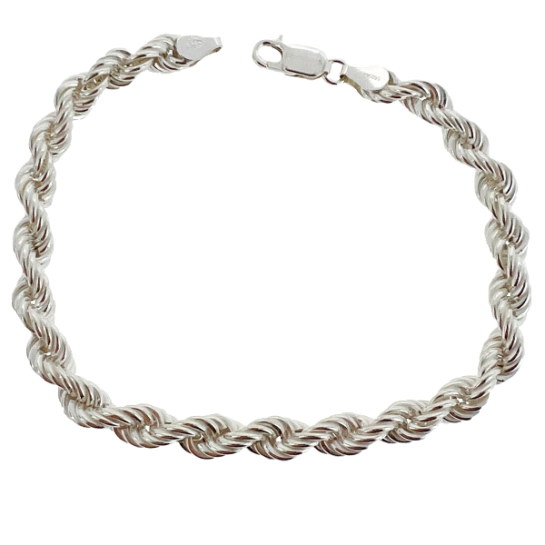 PULSERA CORDON HOMBRE PLATA 1ª LEY 22 CM