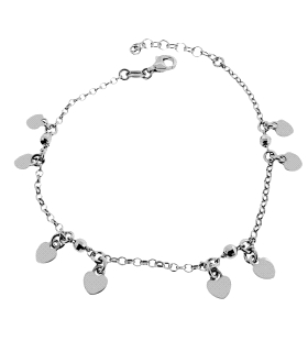 PULSERA CORAZONES PLATA 1ª LEY 17 + 3 CM