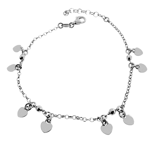 PULSERA CORAZONES PLATA 1ª LEY 17 + 3 CM