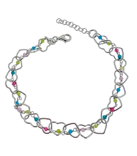 PULSERA CORAZONES PLATA 1ª LEY 18 + 2 CM