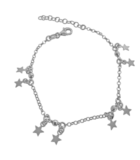 PULSERA ESTRELLA PLATA 1ª LEY 17 + 3 CM