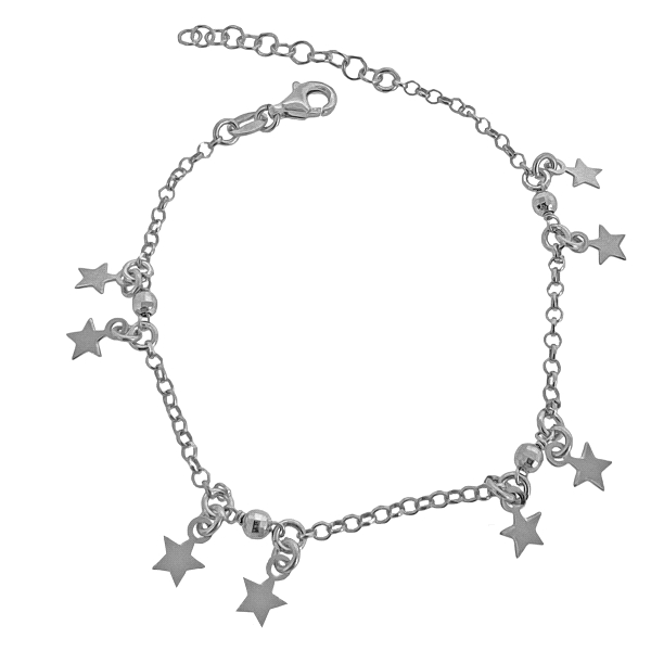 PULSERA ESTRELLA PLATA 1ª LEY 17 + 3 CM