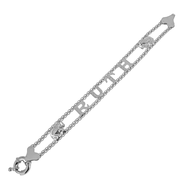 PULSERA NOMBRE RUTH PLATA 1ª LEY 18 CM