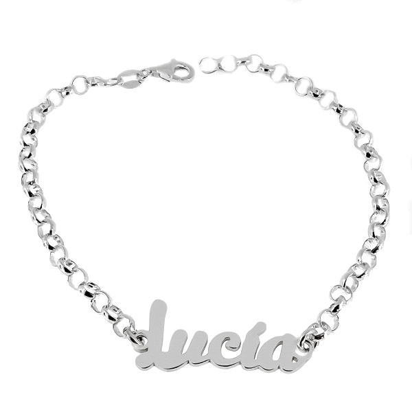 PULSERA NOMBRE LUCIA PLATA 1ª LEY 19 CM+