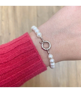 PULSERA PERLAS SHELL 6 MM PLATA 1ª LEY