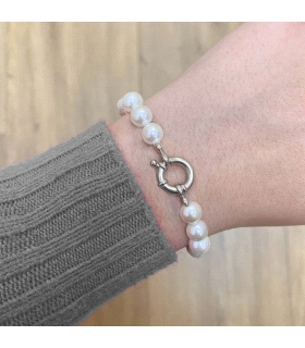 PULSERA PERLAS SHELL 8 MM PLATA 1ª LEY